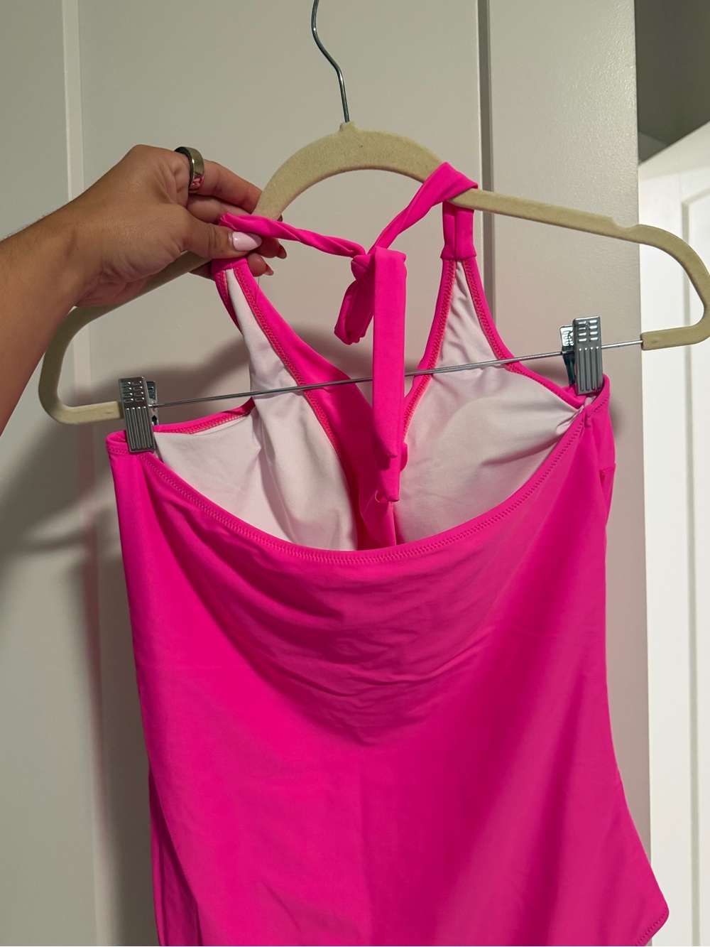 Pink Ruffle Halter One-Piece Swimsuit - Picture 3 of 3